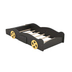 Pine Race Car Bed with Wheels & Storage