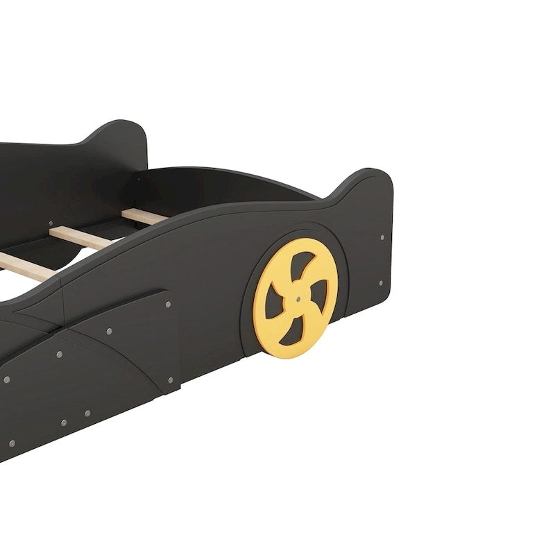 Pine Race Car Bed with Wheels & Storage