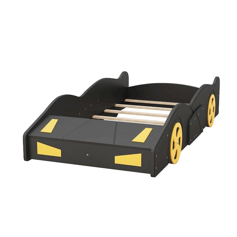 Pine Race Car Bed with Wheels & Storage