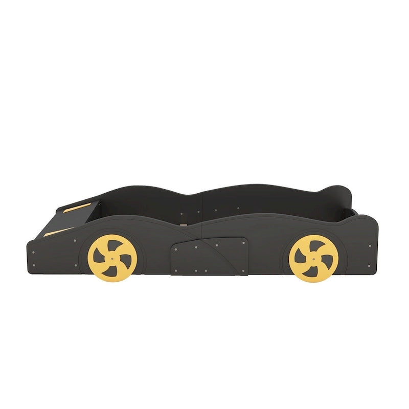 Pine Race Car Bed with Wheels & Storage