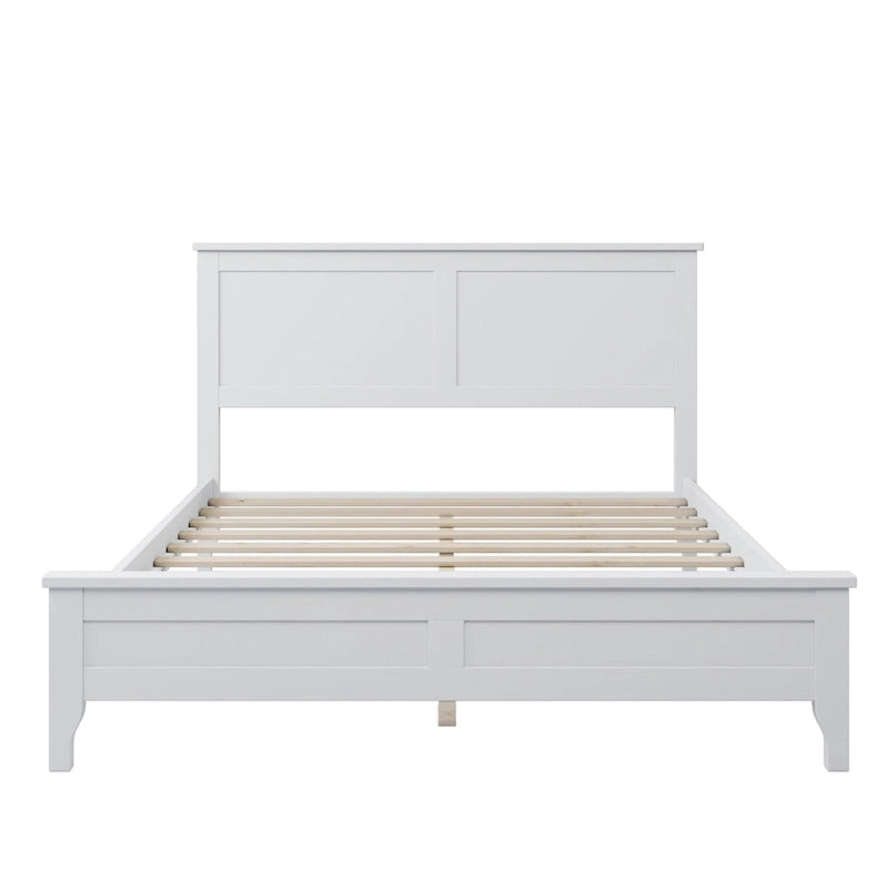 Modern White Solid Wood Full Platform Bed