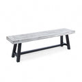 Farmhouse Rectangle Acacia Wood Dining Bench – Iron Frame, Rustic Style