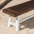 Farmhouse Rectangle Acacia Wood Dining Bench – Iron Frame, Rustic Style