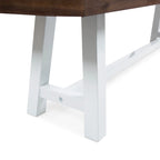 Farmhouse Rectangle Acacia Wood Dining Bench – Iron Frame, Rustic Style