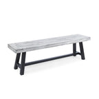 Farmhouse Rectangle Acacia Wood Dining Bench – Iron Frame, Rustic Style