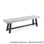 Farmhouse Rectangle Acacia Wood Dining Bench – Iron Frame, Rustic Style