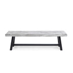 Farmhouse Rectangle Acacia Wood Dining Bench – Iron Frame, Rustic Style