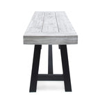 Farmhouse Rectangle Acacia Wood Dining Bench – Iron Frame, Rustic Style