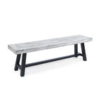 Farmhouse Rectangle Acacia Wood Dining Bench – Iron Frame, Rustic Style