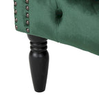 Velvet Club Chair – Tufted Arms, Nailhead Trim & Birch Wood Legs