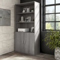 Tall 5-Shelf Bookcase with Cabinet Doors – Adjustable Shelves, Wall Anchor