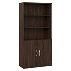 Tall 5-Shelf Bookcase with Cabinet Doors – Adjustable Shelves, Wall Anchor