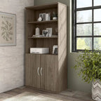 Tall 5-Shelf Bookcase with Cabinet Doors – Adjustable Shelves, Wall Anchor