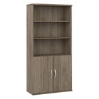 Tall 5-Shelf Bookcase with Cabinet Doors – Adjustable Shelves, Wall Anchor