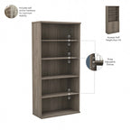 Tall 5-Shelf Bookcase with Cabinet Doors – Adjustable Shelves, Wall Anchor