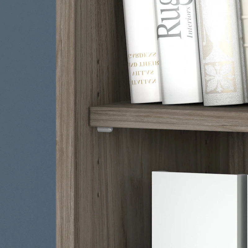 Tall 5-Shelf Bookcase with Cabinet Doors – Adjustable Shelves, Wall Anchor