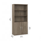 Tall 5-Shelf Bookcase with Cabinet Doors – Adjustable Shelves, Wall Anchor