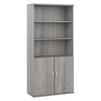Tall 5-Shelf Bookcase with Cabinet Doors – Adjustable Shelves, Wall Anchor