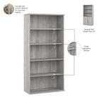 Tall 5-Shelf Bookcase with Cabinet Doors – Adjustable Shelves, Wall Anchor
