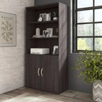 Tall 5-Shelf Bookcase with Cabinet Doors – Adjustable Shelves, Wall Anchor