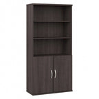 Tall 5-Shelf Bookcase with Cabinet Doors – Adjustable Shelves, Wall Anchor