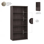 Tall 5-Shelf Bookcase with Cabinet Doors – Adjustable Shelves, Wall Anchor