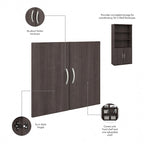 Tall 5-Shelf Bookcase with Cabinet Doors – Adjustable Shelves, Wall Anchor