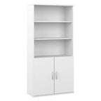 Tall 5-Shelf Bookcase with Cabinet Doors – Adjustable Shelves, Wall Anchor