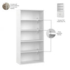 Tall 5-Shelf Bookcase with Cabinet Doors – Adjustable Shelves, Wall Anchor