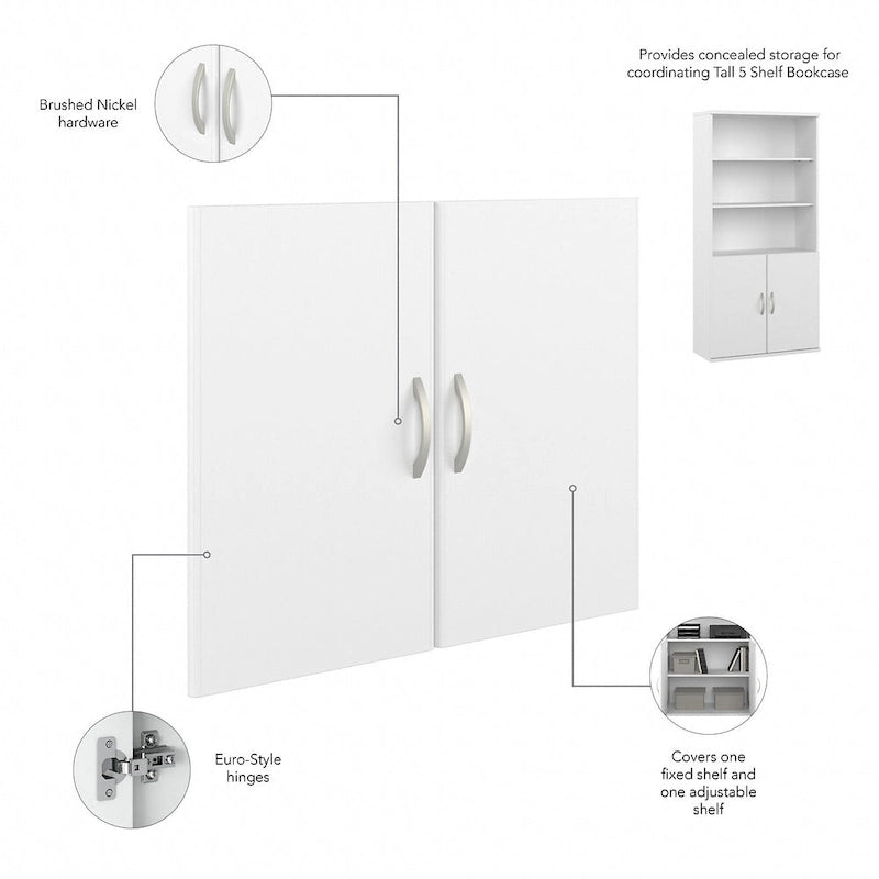Tall 5-Shelf Bookcase with Cabinet Doors – Adjustable Shelves, Wall Anchor