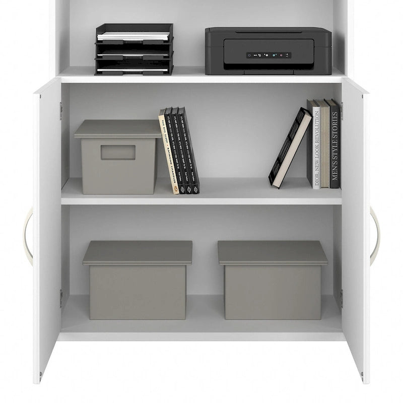 Tall 5-Shelf Bookcase with Cabinet Doors – Adjustable Shelves, Wall Anchor