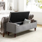 Classic Button-Tufted Flip-Top Storage Bench with Copper Nailhead Trims