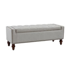 Classic Button-Tufted Flip-Top Storage Bench with Copper Nailhead Trims