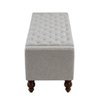 Classic Button-Tufted Flip-Top Storage Bench with Copper Nailhead Trims