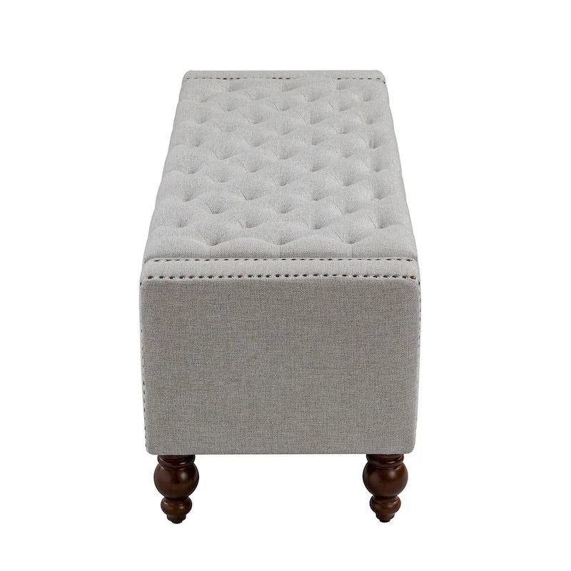 Classic Button-Tufted Flip-Top Storage Bench with Copper Nailhead Trims