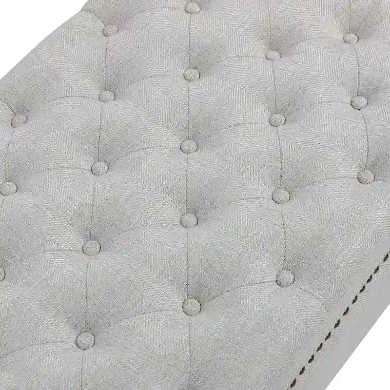 Classic Button-Tufted Flip-Top Storage Bench with Copper Nailhead Trims