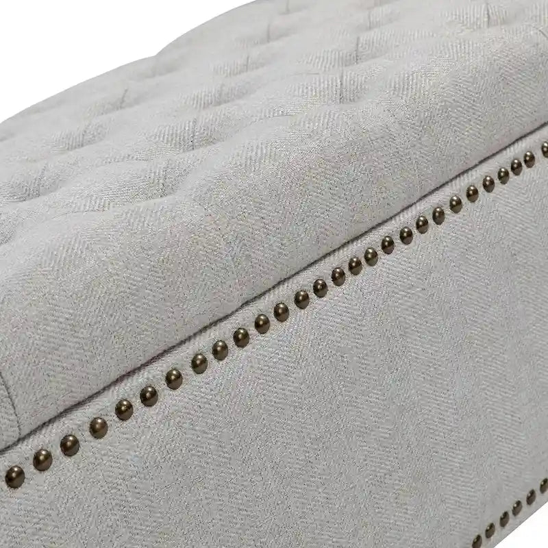 Classic Button-Tufted Flip-Top Storage Bench with Copper Nailhead Trims