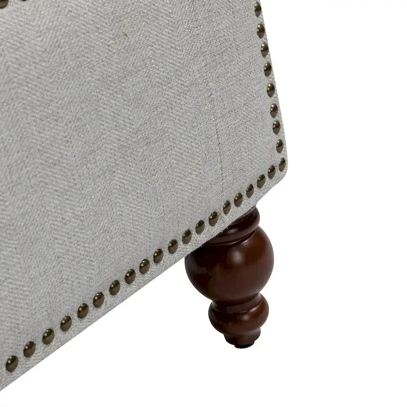 Classic Button-Tufted Flip-Top Storage Bench with Copper Nailhead Trims