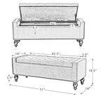 Classic Button-Tufted Flip-Top Storage Bench with Copper Nailhead Trims