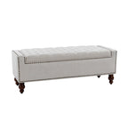 Classic Button-Tufted Flip-Top Storage Bench with Copper Nailhead Trims