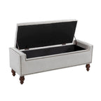 Classic Button-Tufted Flip-Top Storage Bench with Copper Nailhead Trims
