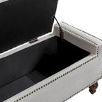 Classic Button-Tufted Flip-Top Storage Bench with Copper Nailhead Trims