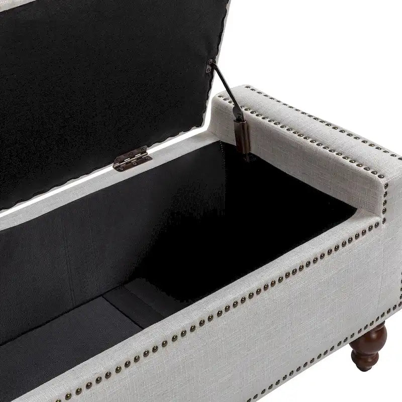 Classic Button-Tufted Flip-Top Storage Bench with Copper Nailhead Trims