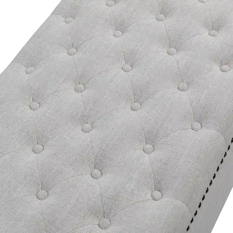 Classic Button-Tufted Flip-Top Storage Bench with Copper Nailhead Trims