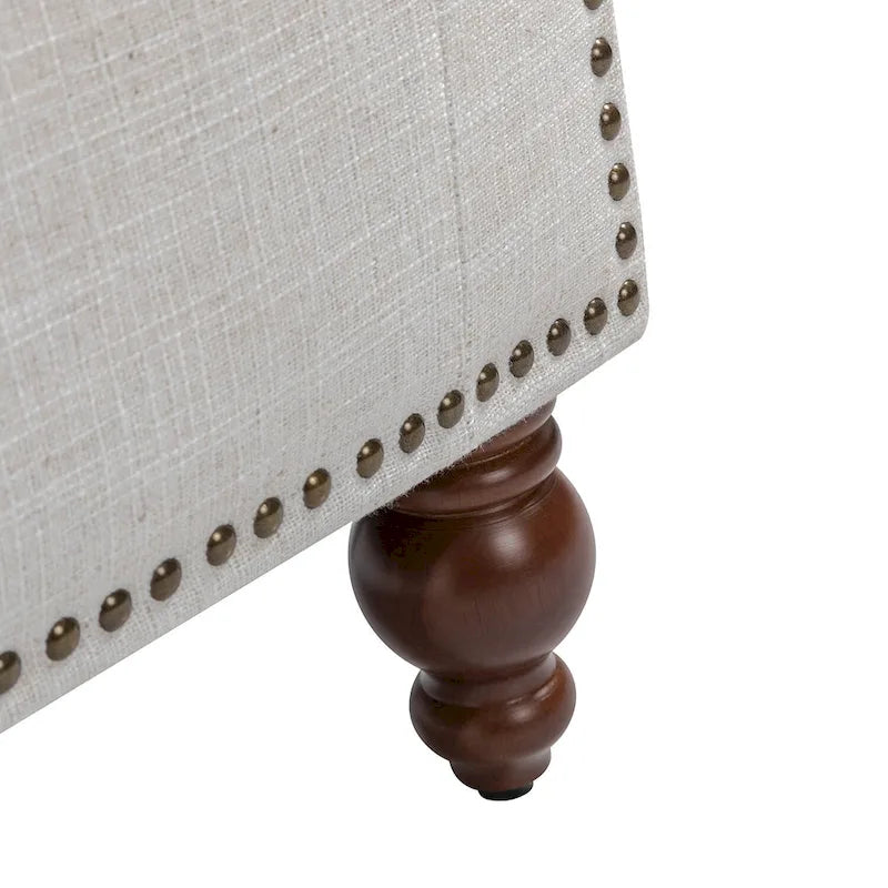 Classic Button-Tufted Flip-Top Storage Bench with Copper Nailhead Trims