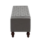 Classic Button-Tufted Flip-Top Storage Bench with Copper Nailhead Trims