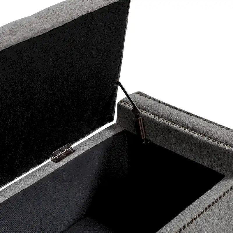 Classic Button-Tufted Flip-Top Storage Bench with Copper Nailhead Trims