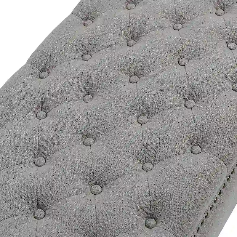 Classic Button-Tufted Flip-Top Storage Bench with Copper Nailhead Trims