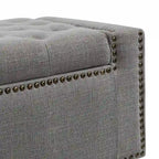 Classic Button-Tufted Flip-Top Storage Bench with Copper Nailhead Trims