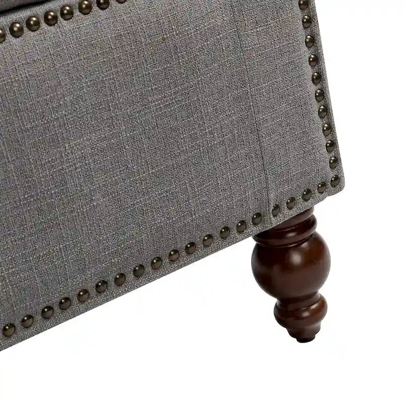 Classic Button-Tufted Flip-Top Storage Bench with Copper Nailhead Trims